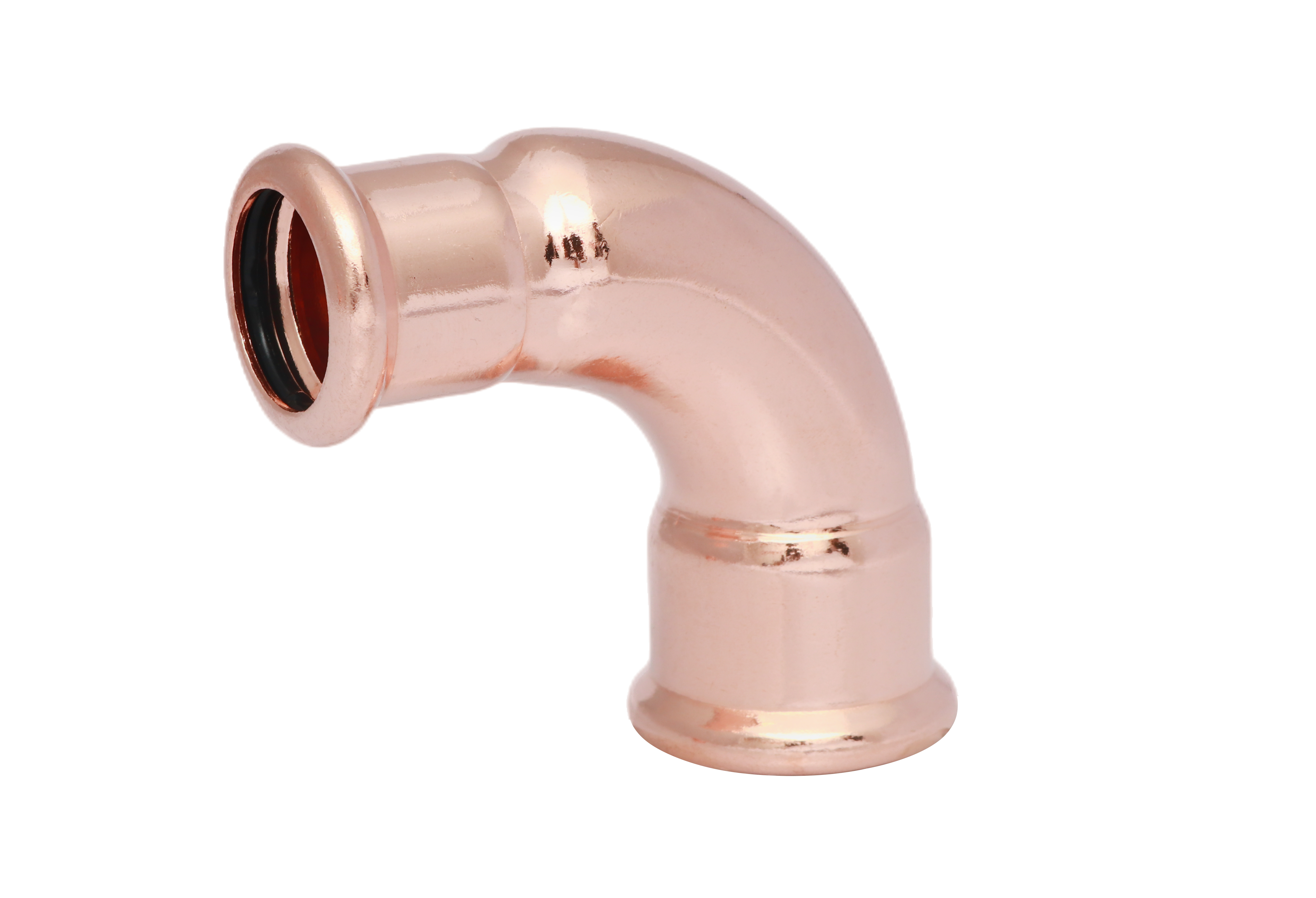 Copper press fitting with M profile-90° reducing elbow