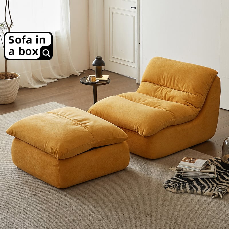 Living Room Furniture Armless Lazy Single Bean Bag Recliner Sofa Chair with Ottoman