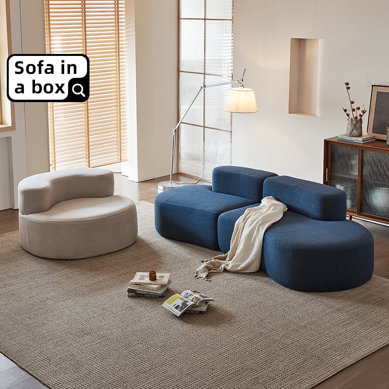 Living Room Vacuum Packed Compressed Curved Reclining Sofa and Loveseat Set