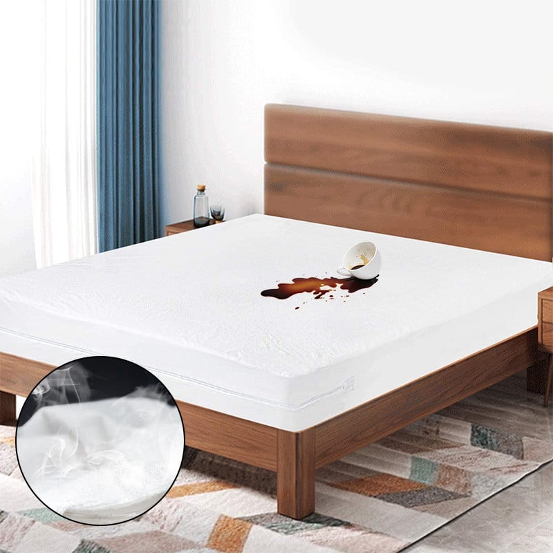 Bamboo-Cotton Terry Waterproof Mattress Protector - Queen/King, OEKO-TEX/GRS Certified