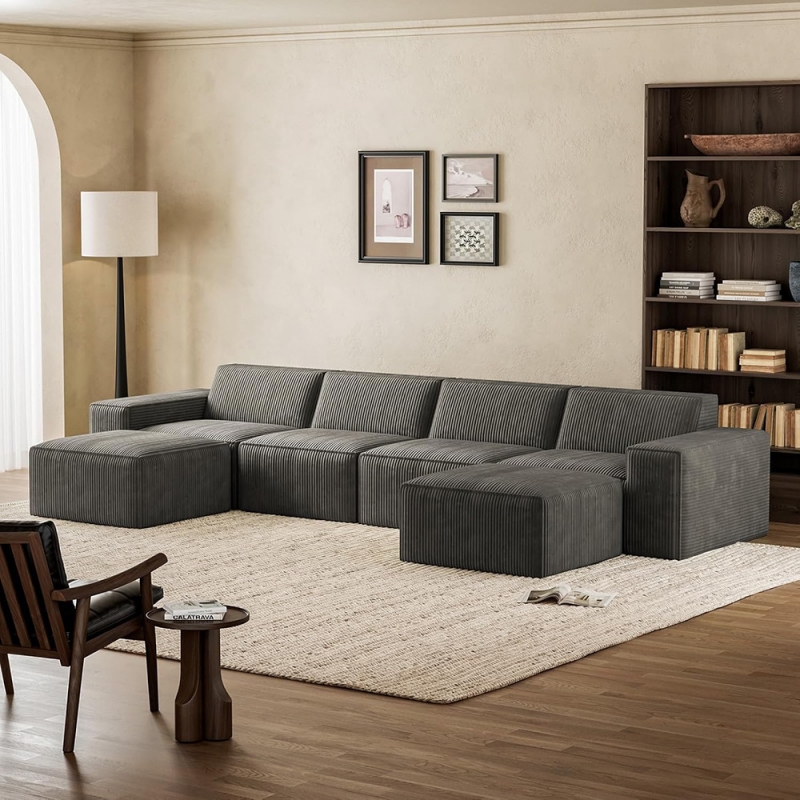Compression Sofas for Living Room Compressed U Shape Modular Sectional Vacuum Packed Sofa in Box