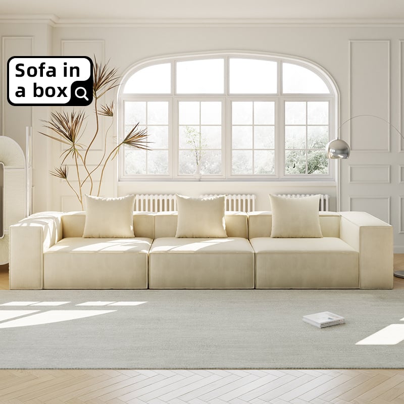 High Resilience Foam Sectional Couch Vacuum-Compressed Flat Pack Modular Sofa In A Box