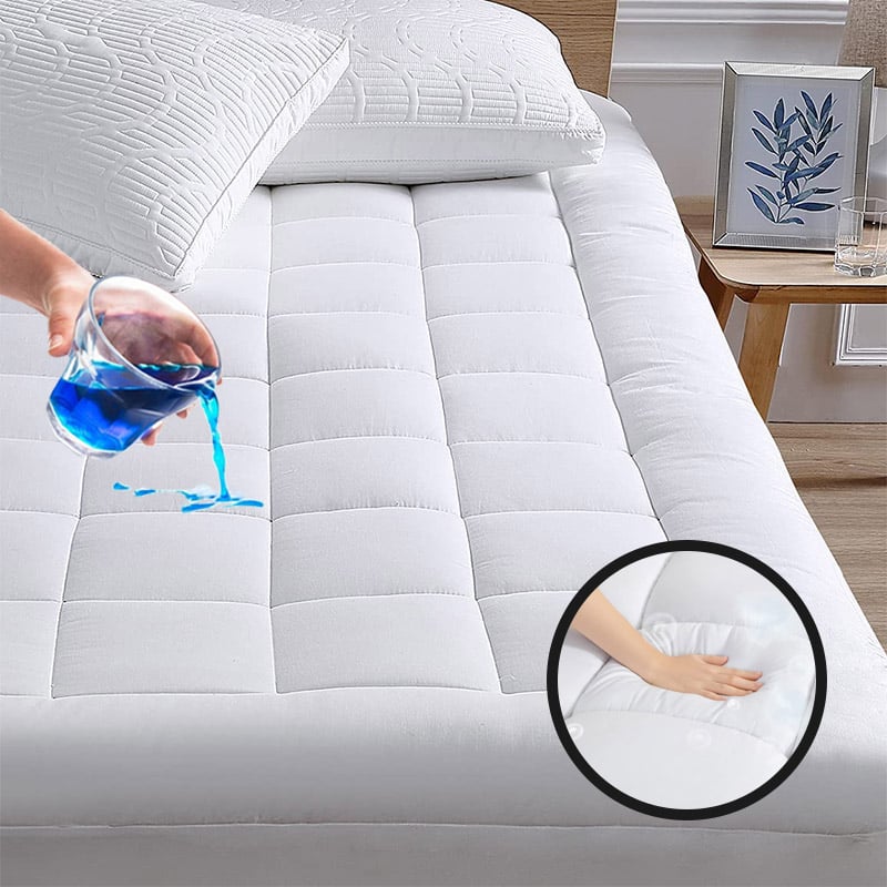 Hypoallergenic Waterproof Mattress Protector - Single-Needle Quilted, OEKO-TEX®/GRS Certified (Twin/Queen/King)