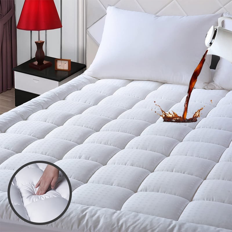 Single-Nedle Quilted Mattress Protector - Queen/King, Waterproof & OEKO-TEX® Certified, 100% Microfiber