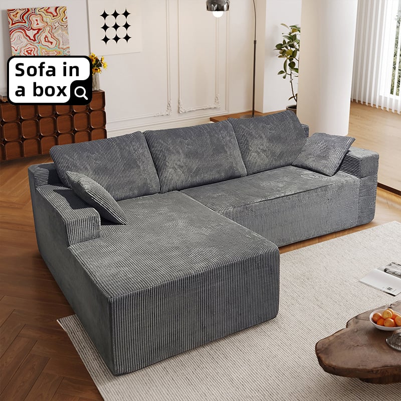 Vacuum-Compressed Memory Foam Modular Custom Modern Sectional L Shape Sofa with Chaise