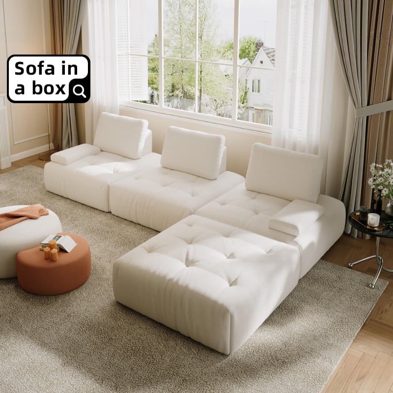 Best Sectional White 3 Seater L Shaped Modern Sectional Sofa with Chaise