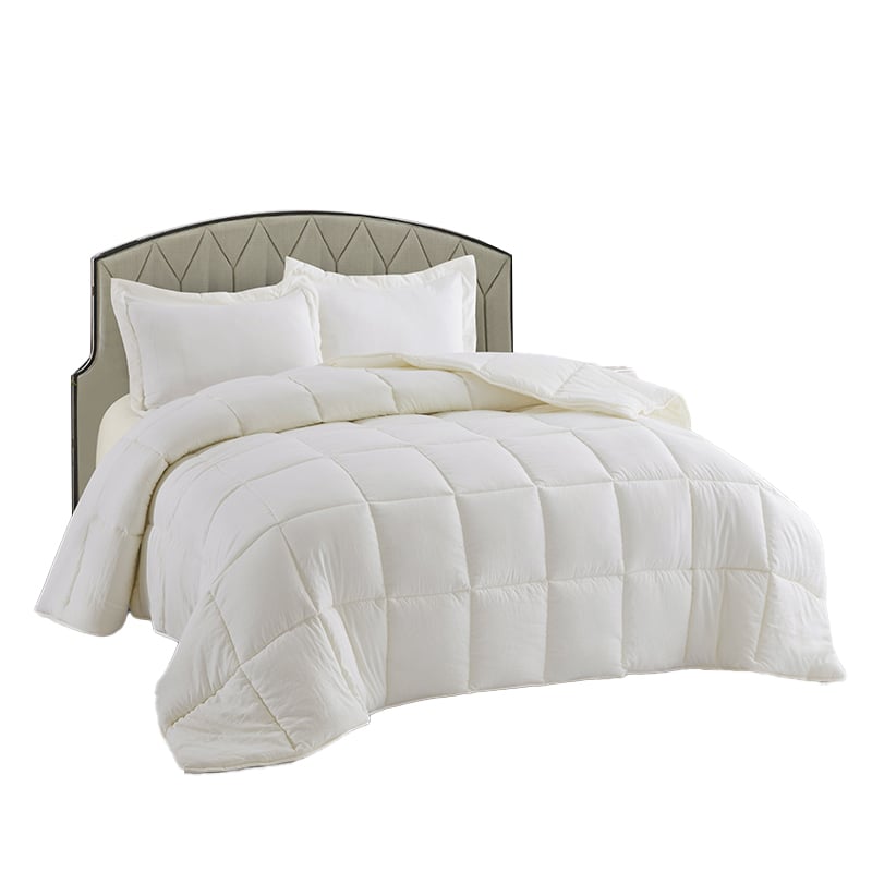 Recycled PET Fiber Comforter with Organic Flax Shell - All Seasons, GRS & OEKO-TEX® Certified, Hypoallergenic