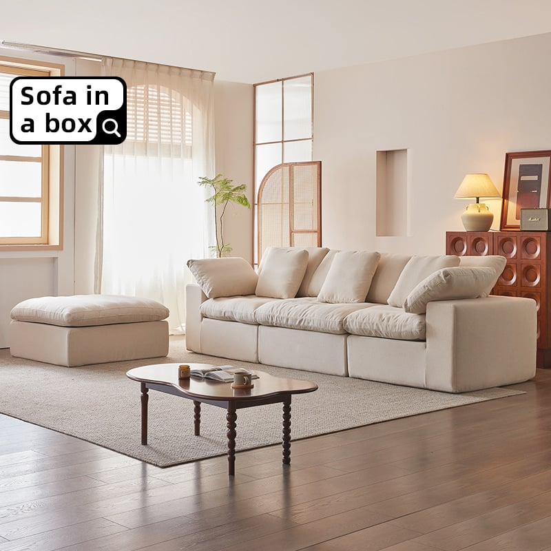 Vacuum-Compressed Modular Sofa Set White Most Comfortable 3 Seater Sofa Couch in a Box