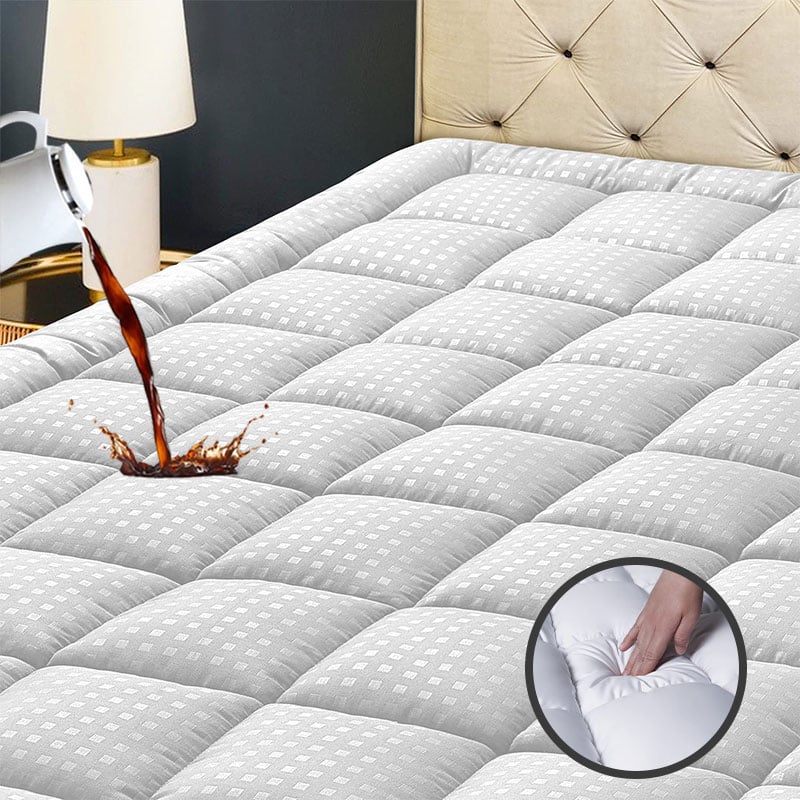 Single-Needle Quilted Waterproof Mattress Protector - OEKO-TEX®/GRS Certified, Microfiber (Twin/Queen/King)