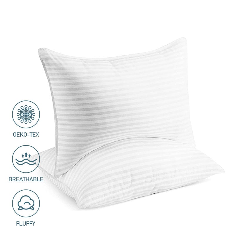 Hypoallergenic Fiber Bed Pillow - Queen Size, OEKO-TEX® Certified, Machine Washable
