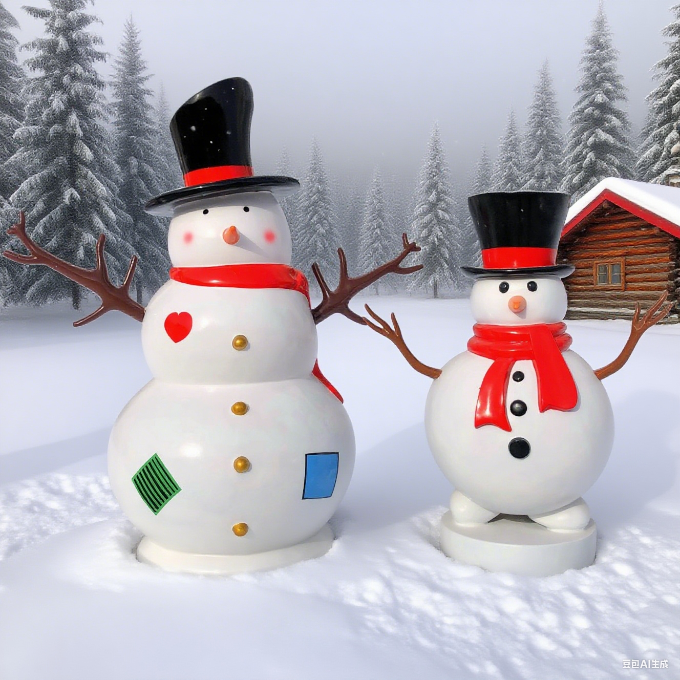 Festive Santa & Snowman Statues
