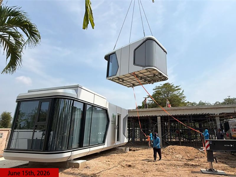 The Penang double-decker space capsule project in Malaysia has been successfully installed