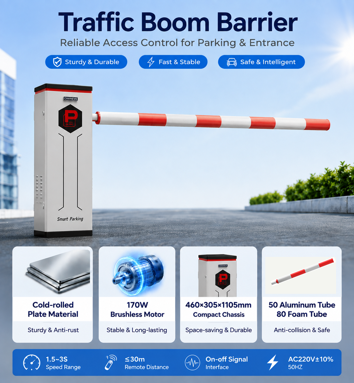 High Speed Barrier Gate Traffic Barrier 1.5s Lift, 5M+ Cycles for Parking Toll Stations  