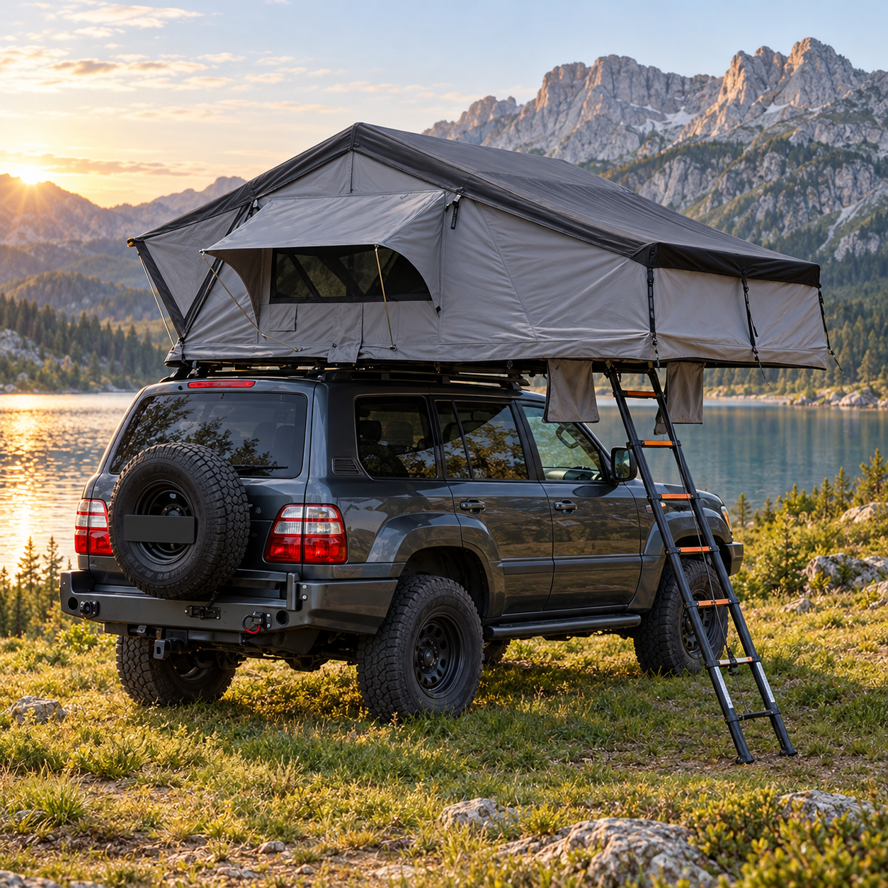 Oversize 4-Person Long Soft Shell Car Roof Tent Waterproof Summer Tent