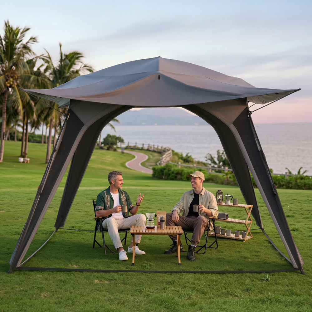 Quick Setup 4-Pole Outdoor Camping Sunshade Ground Shelter Tent