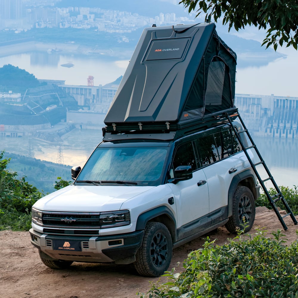 Tente de toit automatique à ouverture rapide avec coque rigide en triangle en aluminium