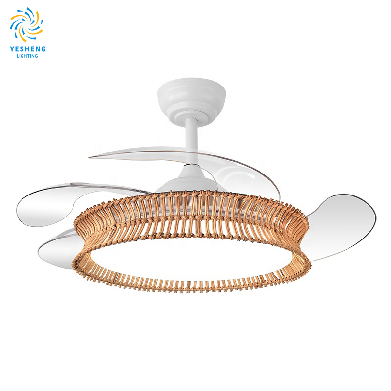 product 2002a 42 inches gold crystal ceiling fan with invisible blades with remote control retractable chandelier ac dc-9