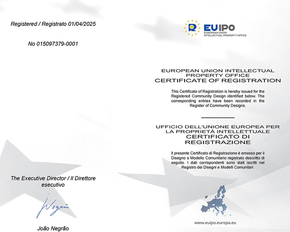 Obtained a European design patent