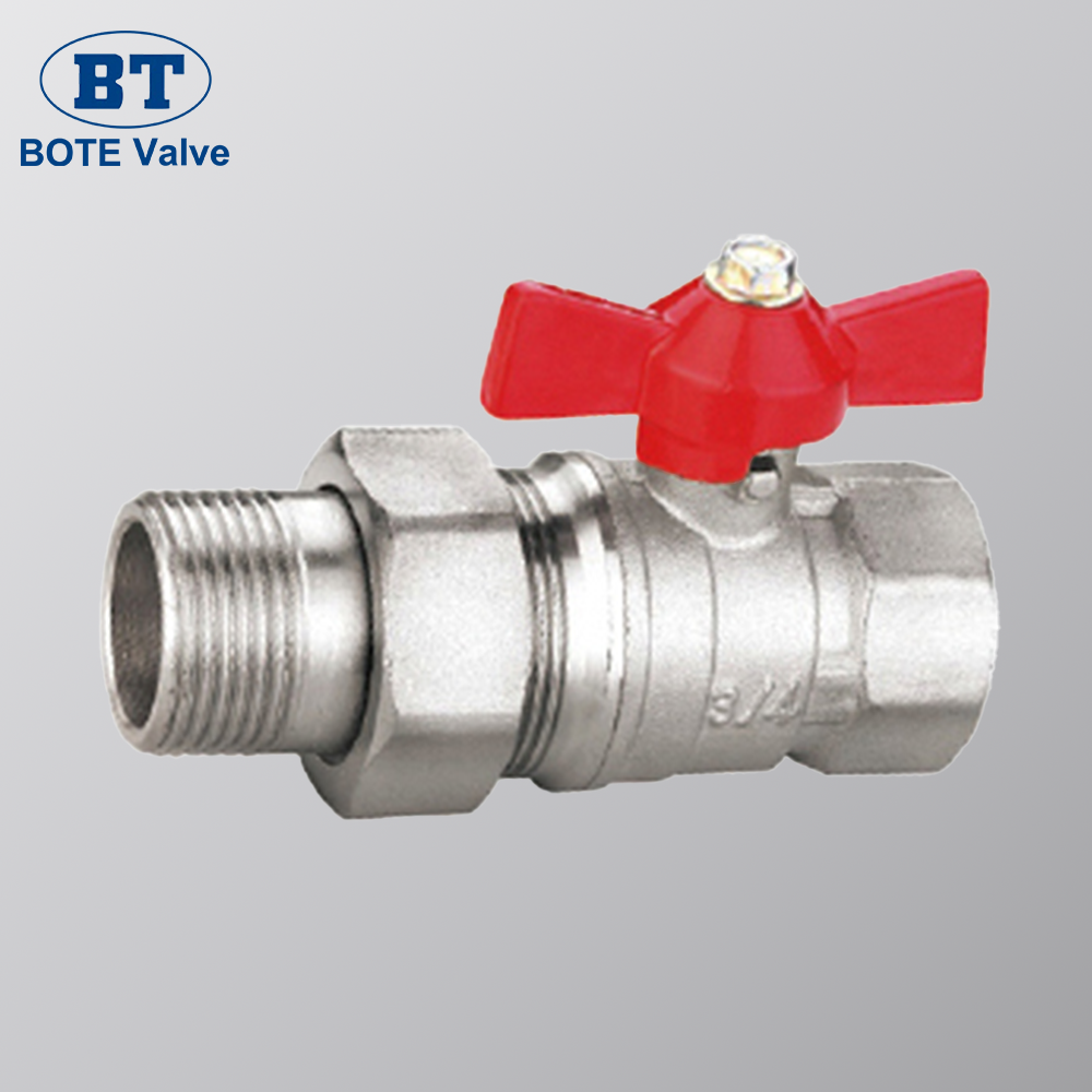 DN15–DN25 1.6 MPa Brass True Union Ball Valve External Thread with Butterfly Handle