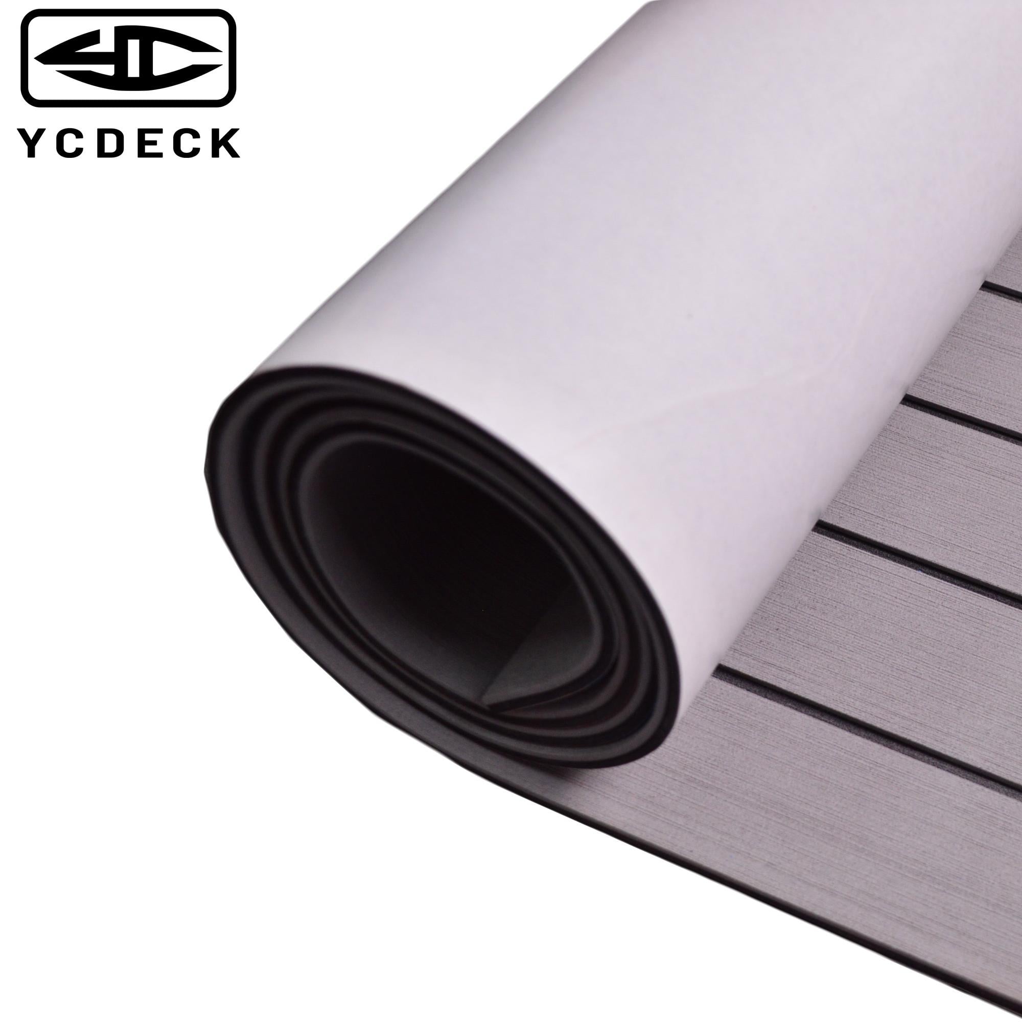 YCDECK EVA Foam Boat Flooring with 3M Adhesive Backing Marine Self-Adhesive Decking 96''x45.6''/36''/21.6''/16.8''/7.2'', Faux Teak Sheet for Jon Boats Motorboat RV Yacht Kayak Surfboard