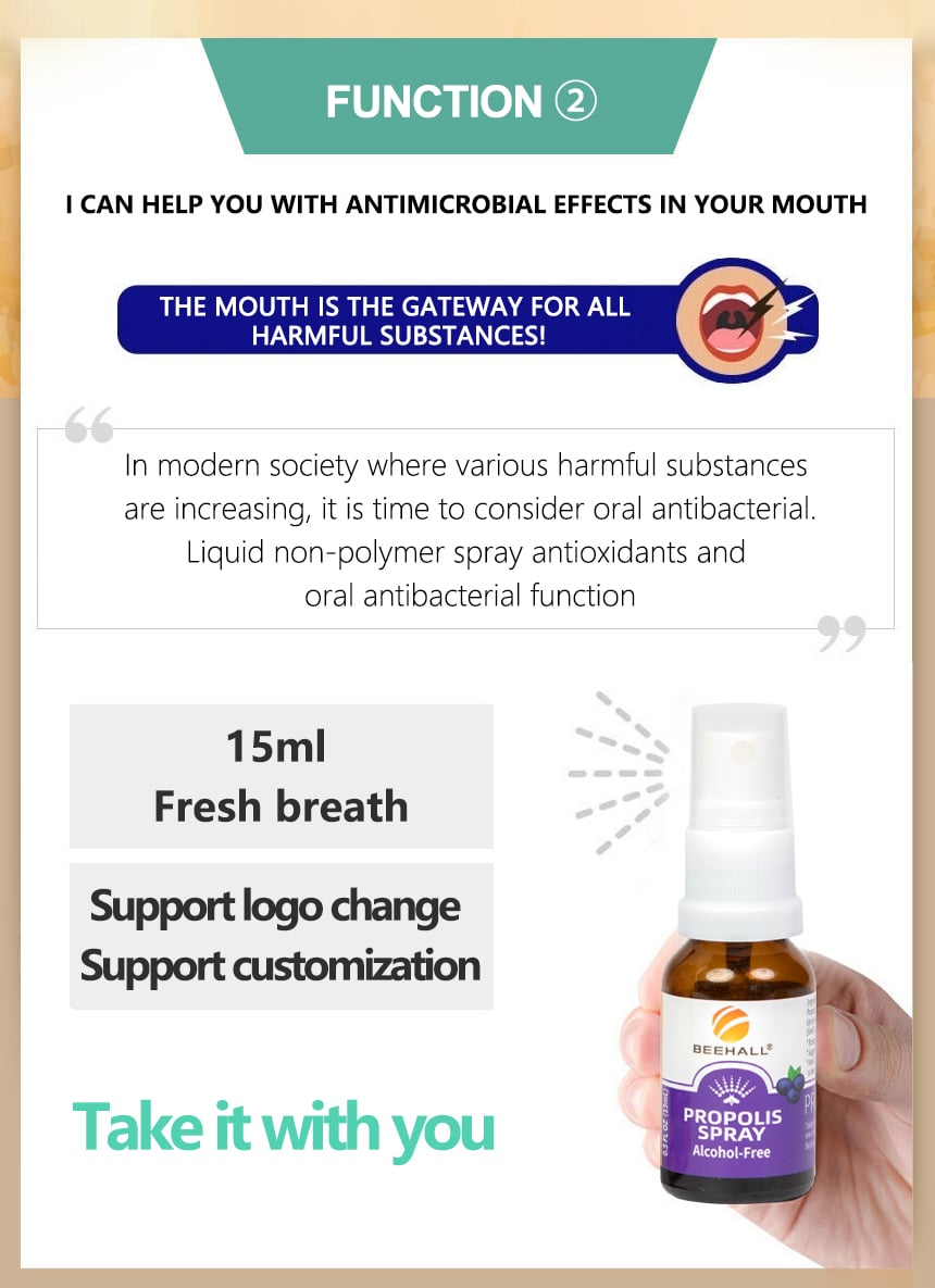 Blueberry Flavor Propolis Spray Alcohol Free details