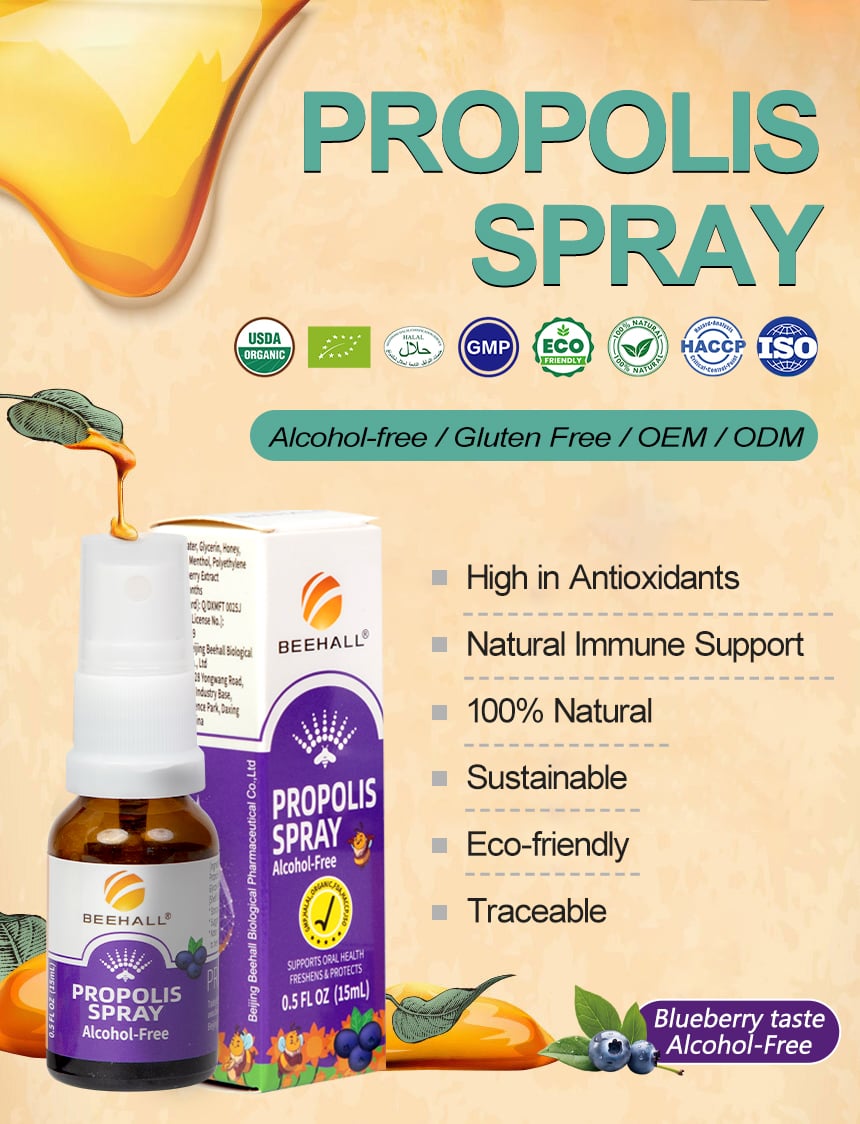 Blueberry Flavor Propolis Spray Alcohol Free manufacture