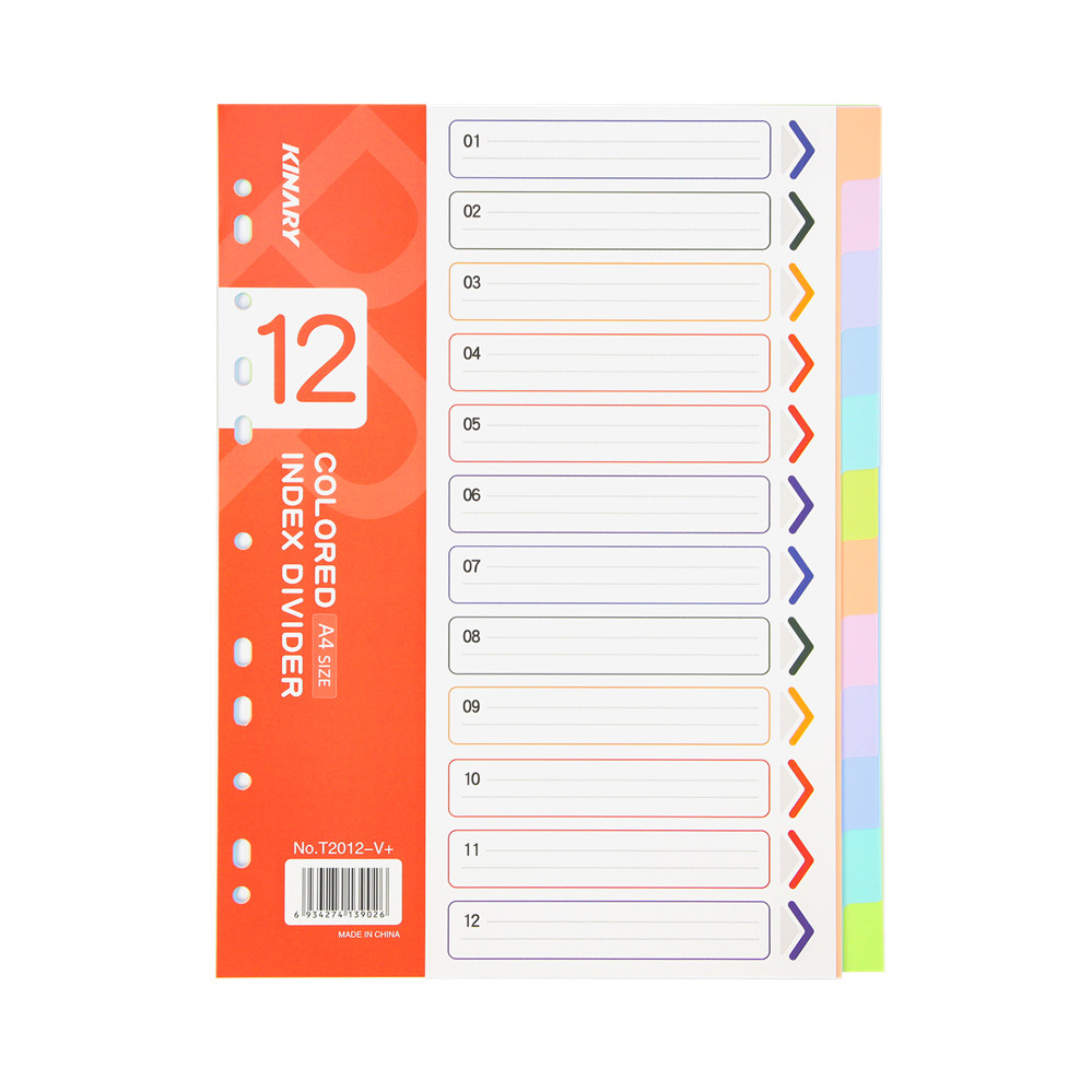 T2012-V+ | A4 Poly Assorted Color 12-Index Divider