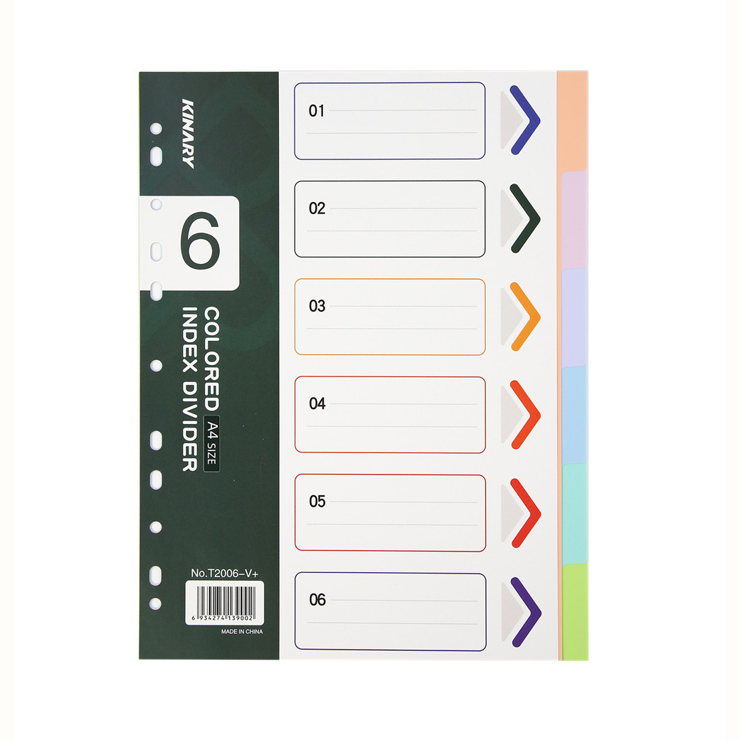 T2006-V+ | A4 Poly Assorted Color 6-Index Divider