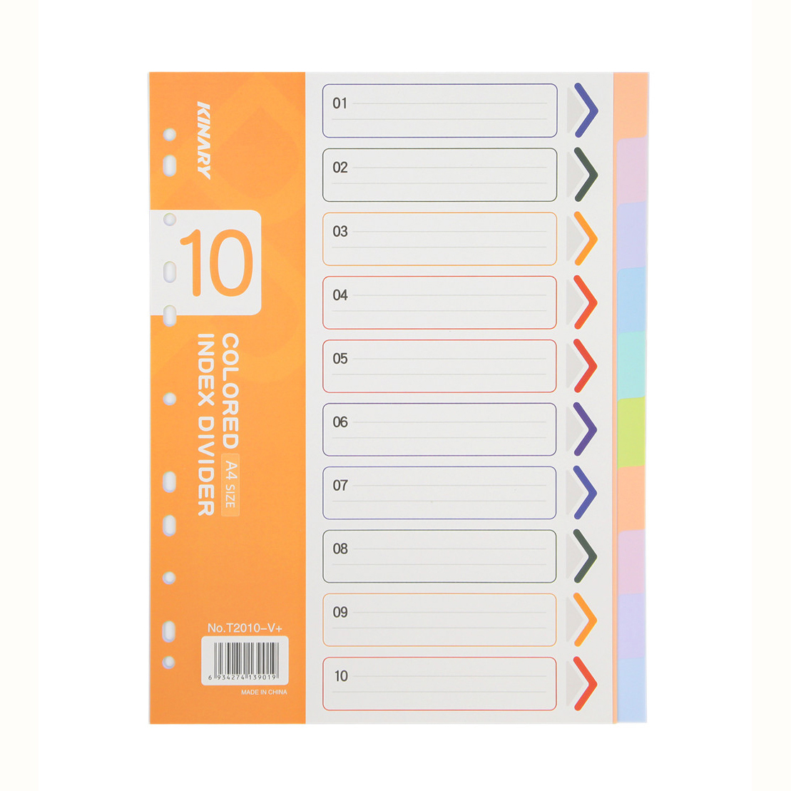 T2010-V+ | A4 Poly Assorted Color 10-Index Divider