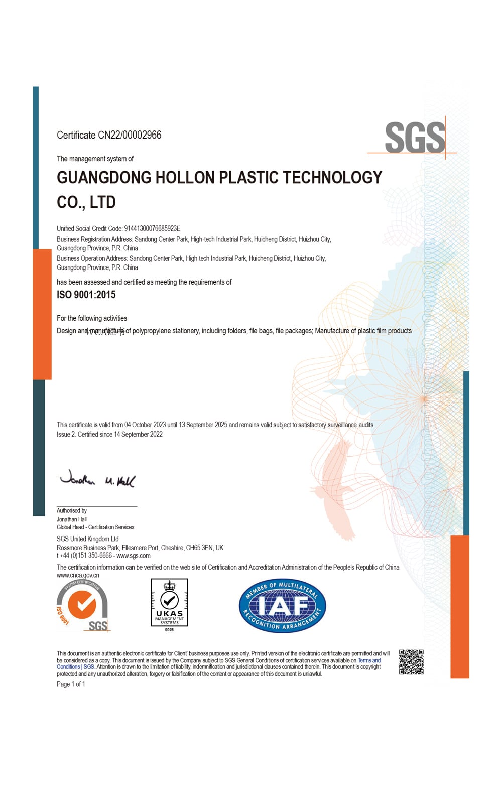 The authority of ISO 9001 certifcation comes from the following aspects