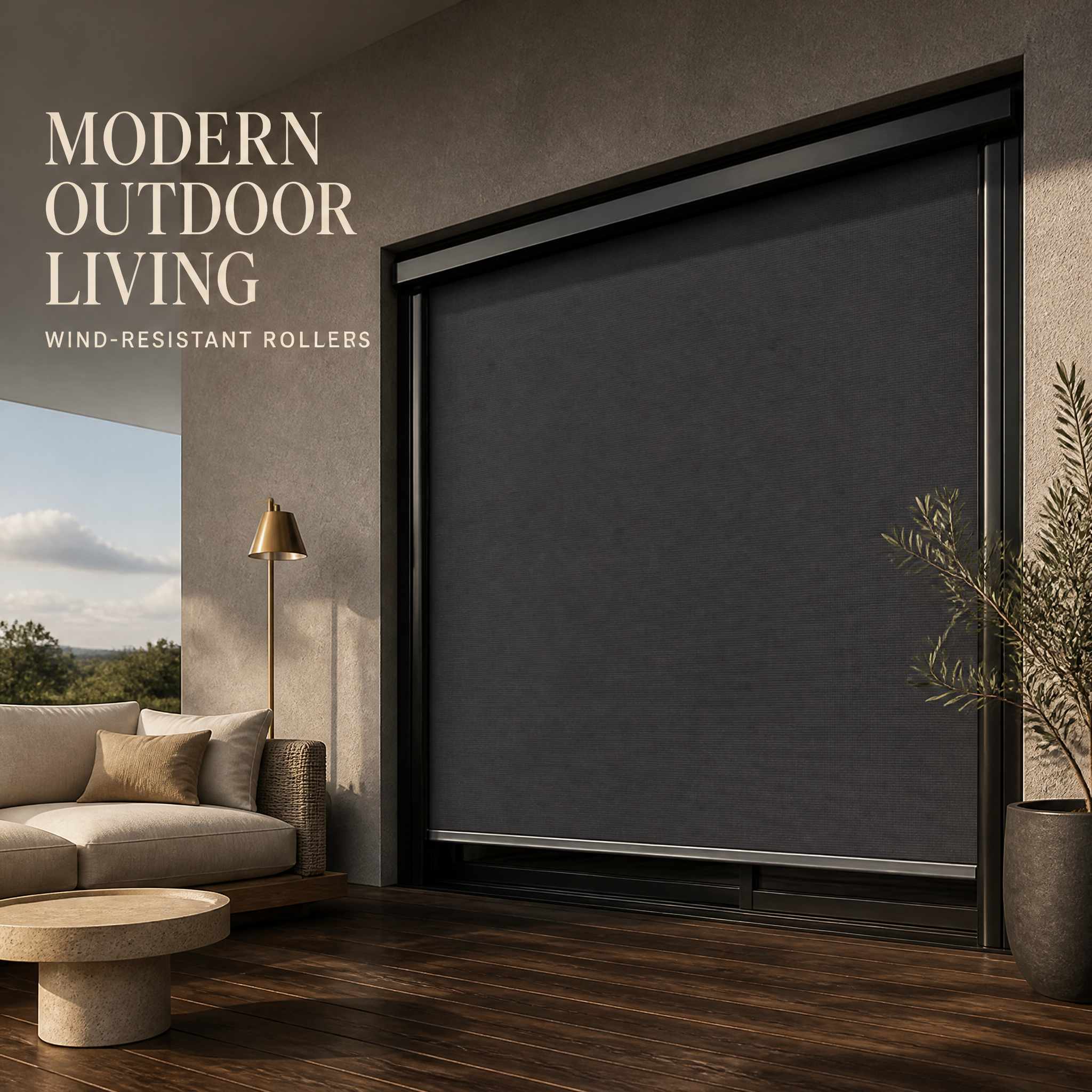 Exterior Roller Shades | Boutique Hotel Terrace Blinds