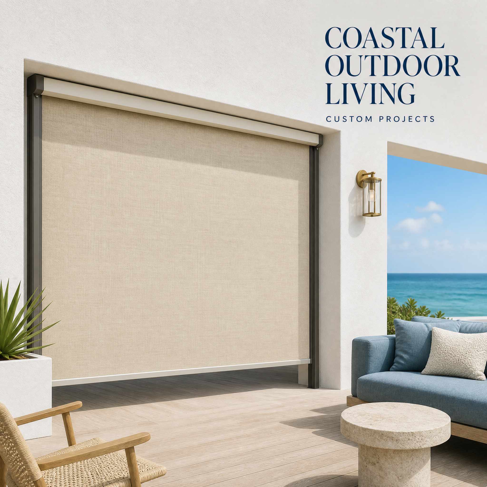 Zip Track Outdoor Roller Blinds | Wind-Resistant Patio Shades