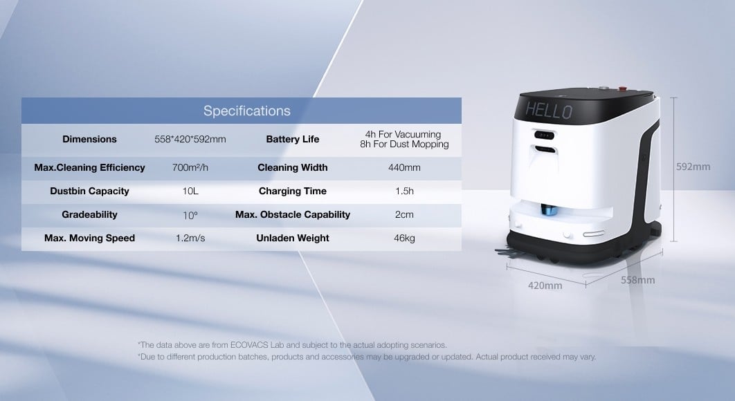 ECOVACS Commercial Robot Vacuum DEEBOT PRO K1 VAC