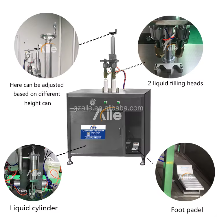 Semi-automatic Liquid Double-head Aerosol Filling Machine factory