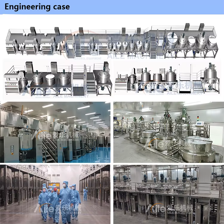 product large capacity automatic sus304 vacuum emulsifying homogenizer for shampoo body was pump motor engine fixed unit-5