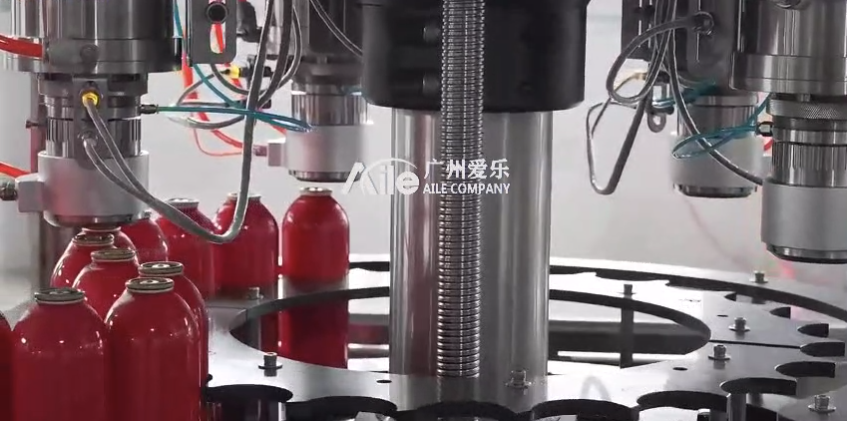 Automatic aerosol filling machine dosing pump handling fire extinguisher liquid