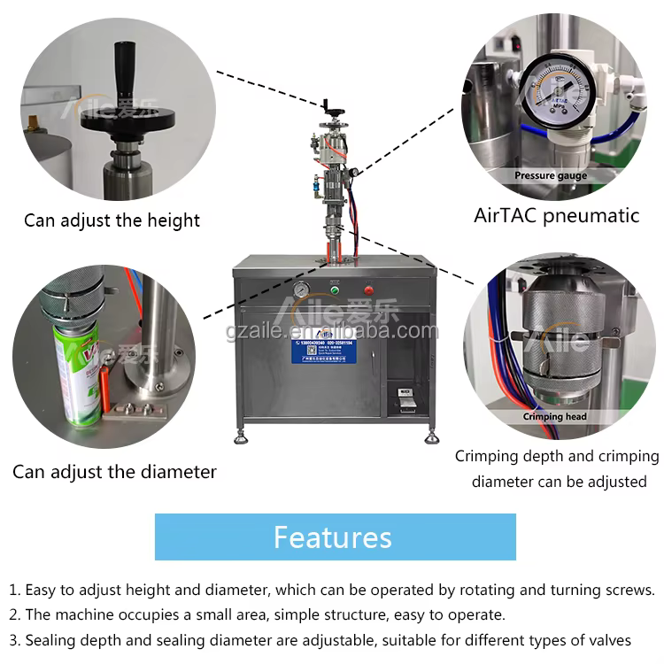 Manufacturer Semi Automatic Aerosol Can Sealing Machine Valve Crimping Equipment Tin Valve Crimper details