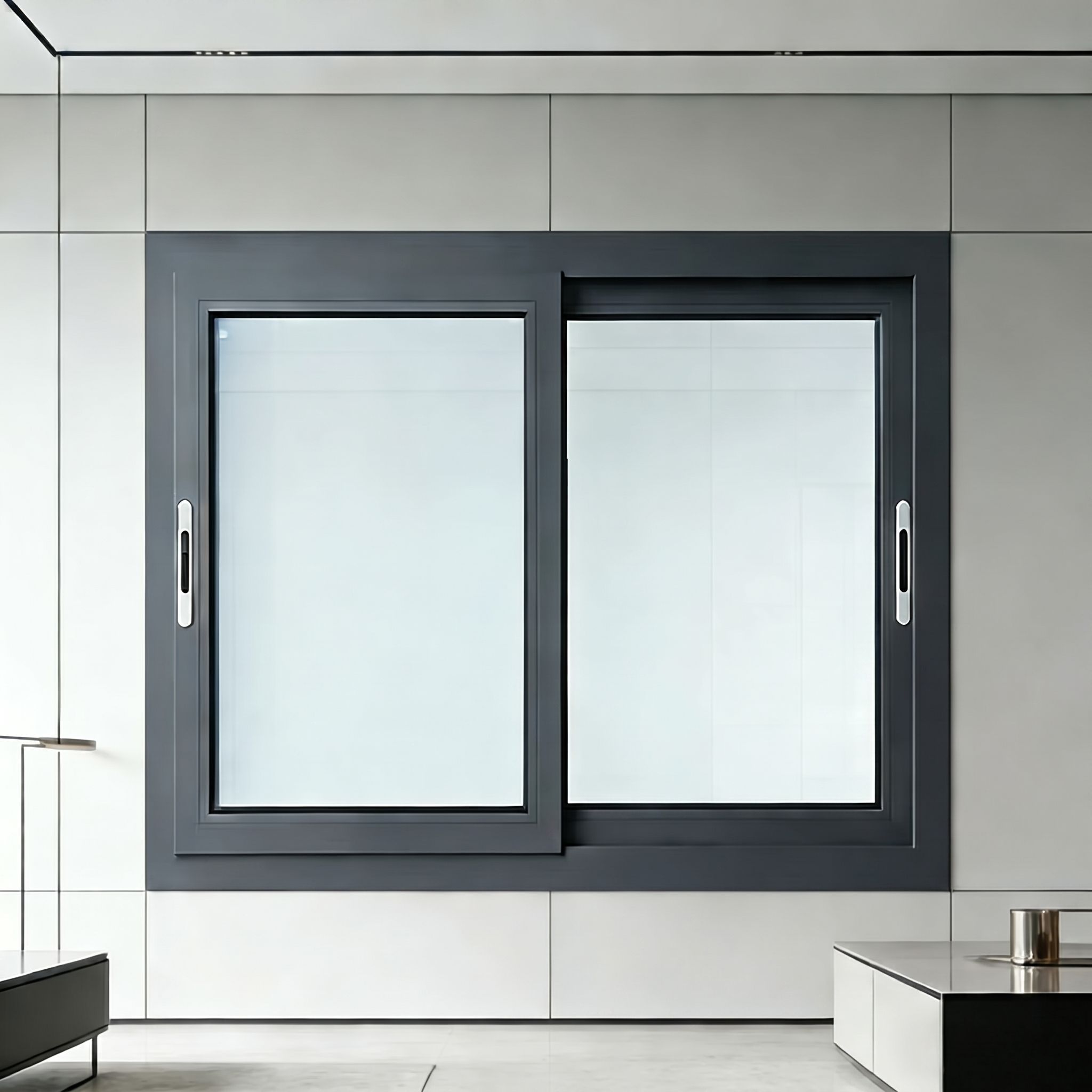 thermally broken aluminum double leaf sliding window-0
