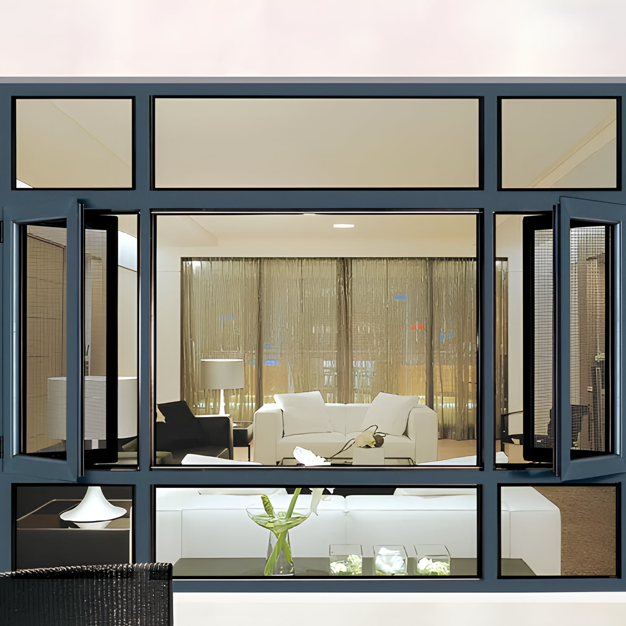 ZCSUNG Modern Aluminum Alloy Inward Opening Window System Tempered Glass Stainless Steel Screen Enhanced Waterproof Soundproof