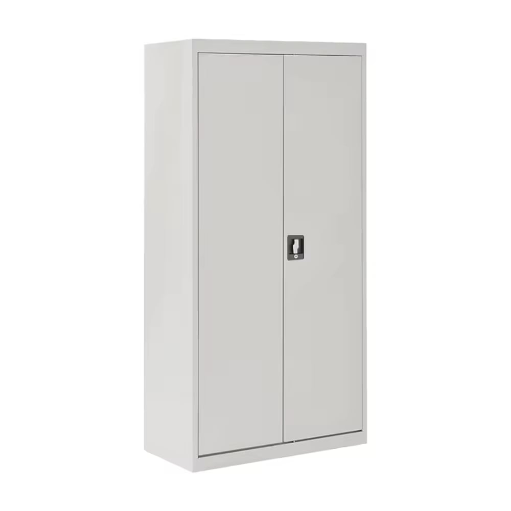 Biała metalowa szafka archiwalna z dwiema drzwiczkami