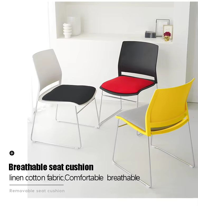 Wholesale Cheap Simple Design Visitor Chair CKD Stackable Steel Frame Conference Chair for Office Hotel Custom Color and Size