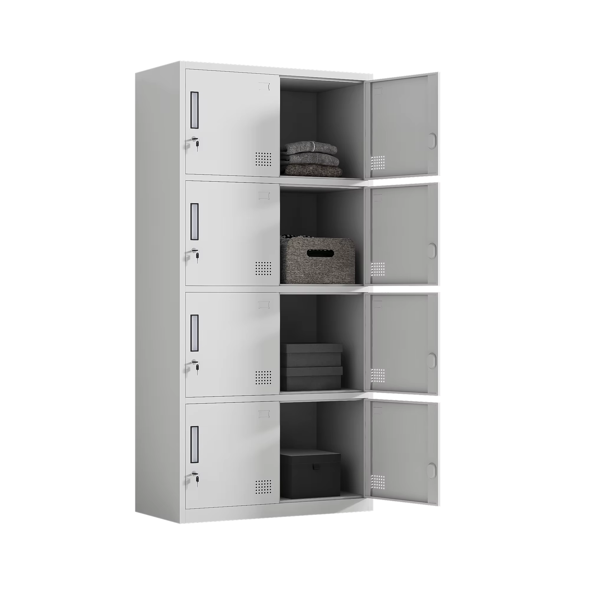 Double Large Storage Wardrobes Bedroom Furniture White Modern Minimalist Metal Closet Living Room Hotel Freestanding Durable