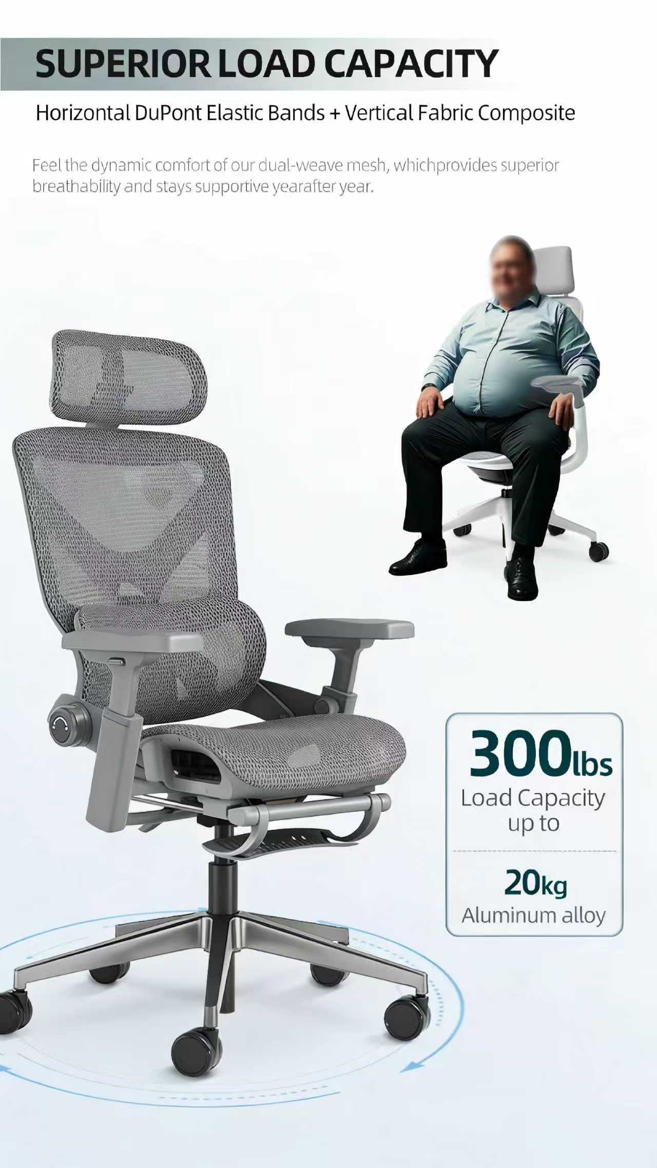 Bulk Sale Ergonomic Office Chair with Footrest Adjustable Lumbar Support Computer Desk Chair Executive Swivel Mesh Office Chair