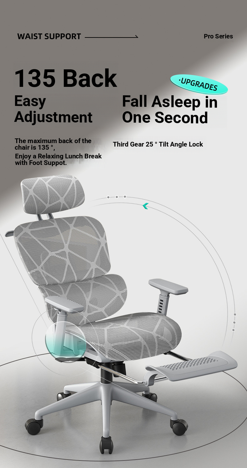 Modern Mesh Office Chair Adjustable Height Ergonomic Design Plaid Back Hollow Seat Stainless Steel Frame Foam Home Long Sitting