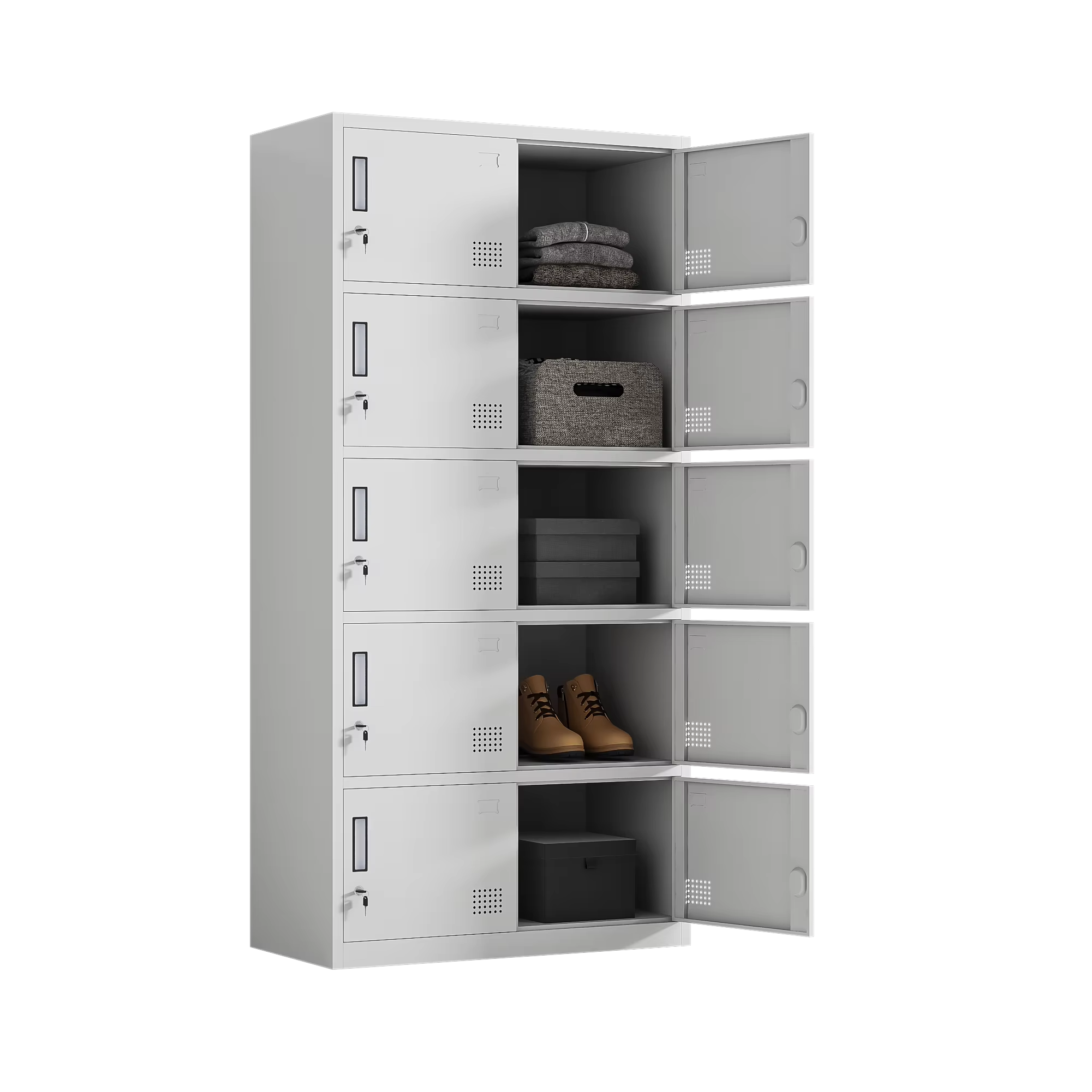 Double Large Storage Wardrobes Bedroom Furniture White Modern Minimalist Metal Closet Living Room Hotel Freestanding Durable