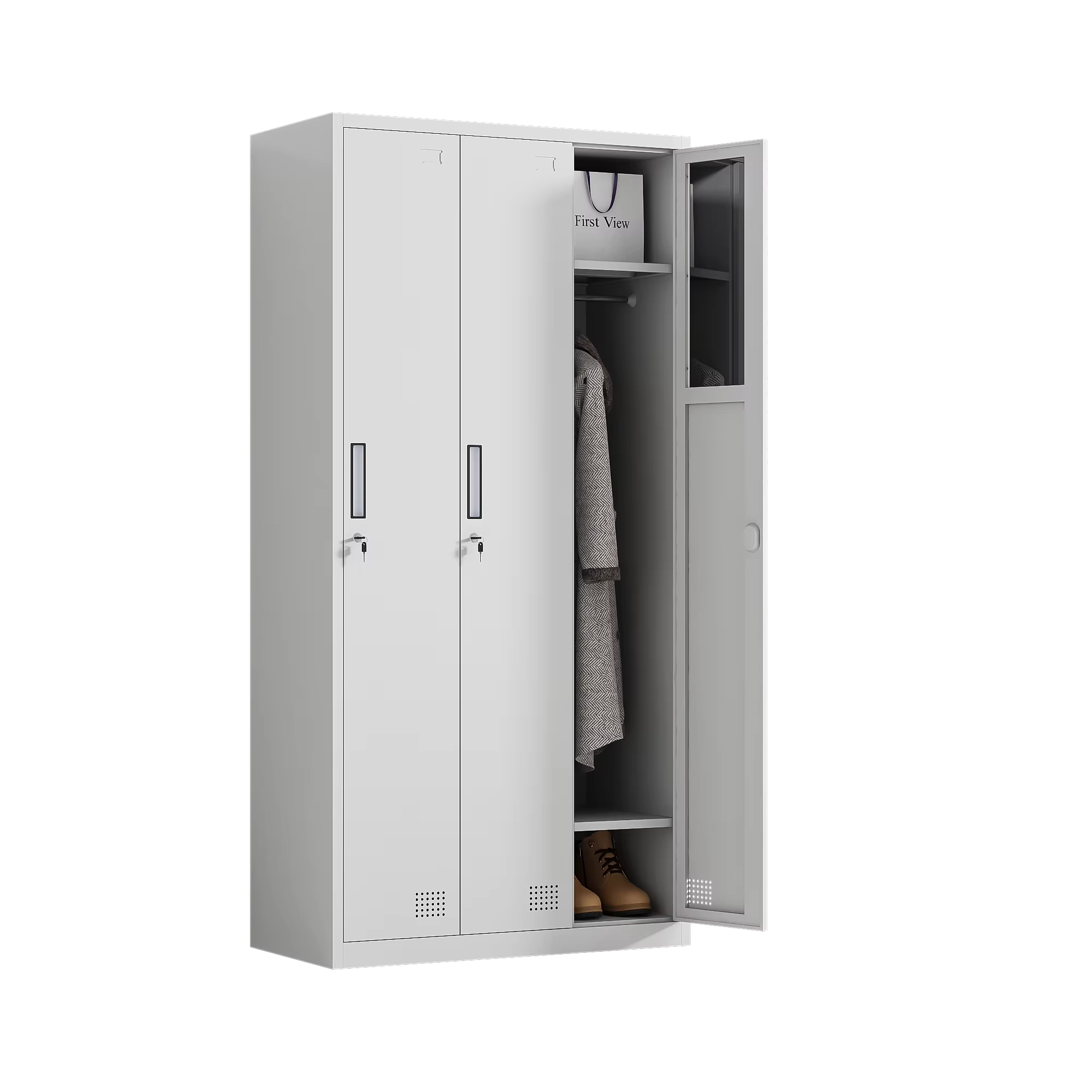 Double Large Storage Wardrobes Bedroom Furniture White Modern Minimalist Metal Closet Living Room Hotel Freestanding Durable