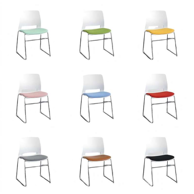 Wholesale Cheap Simple Design Visitor Chair CKD Stackable Steel Frame Conference Chair for Office Hotel Custom Color and Size