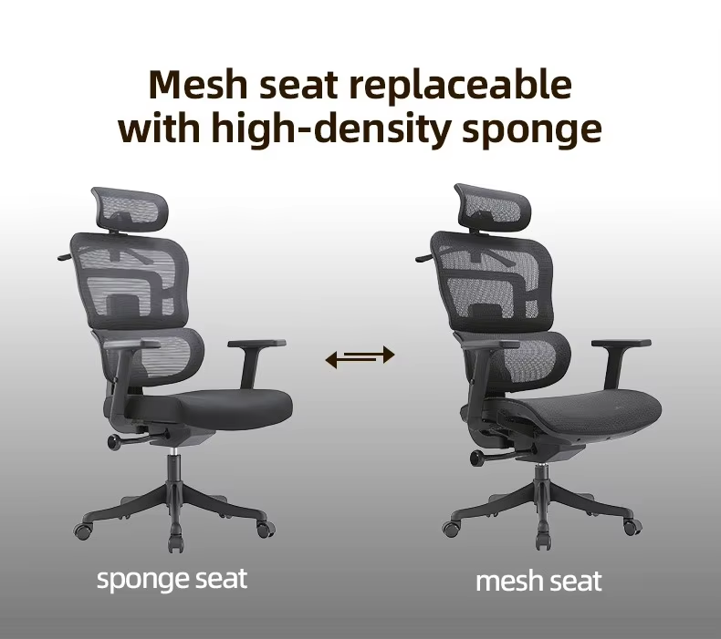 Ergonomic Modern Mesh Chair Adjustable Extendable Waist Support for Home Comfortable Long Sitting Gaming Office Use Reclining