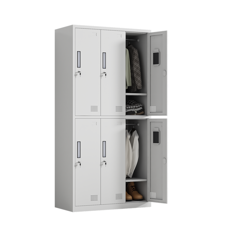6 Door Wardrobe Safe Inside Lockable Multi-purpose Cupboards Clothing Cabinets Metal Lockers Steel Home Furniture Closets