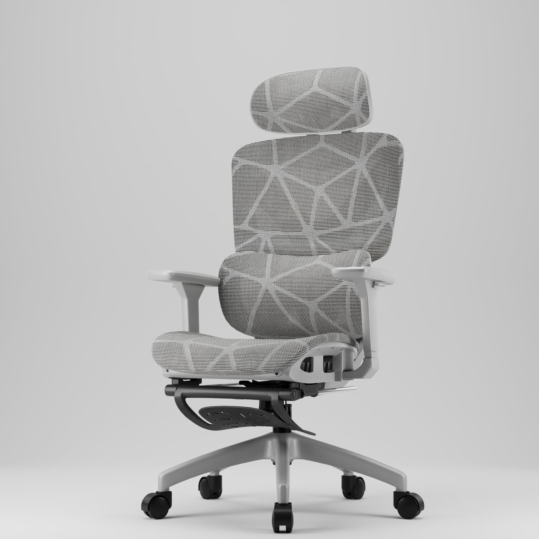 Modern Mesh Office Chair Adjustable Height Ergonomic Design Plaid Back Hollow Seat Stainless Steel Frame Foam Home Long Sitting